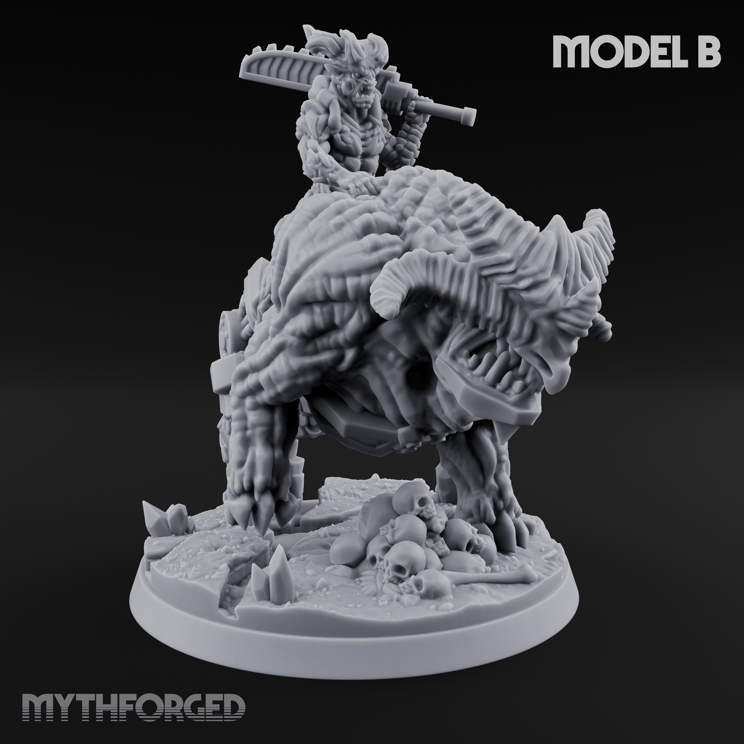 Mounted And Crowned Demon Warlord B Miniature for Dungeons and Dragons, Pathfinder or other TTRPGs