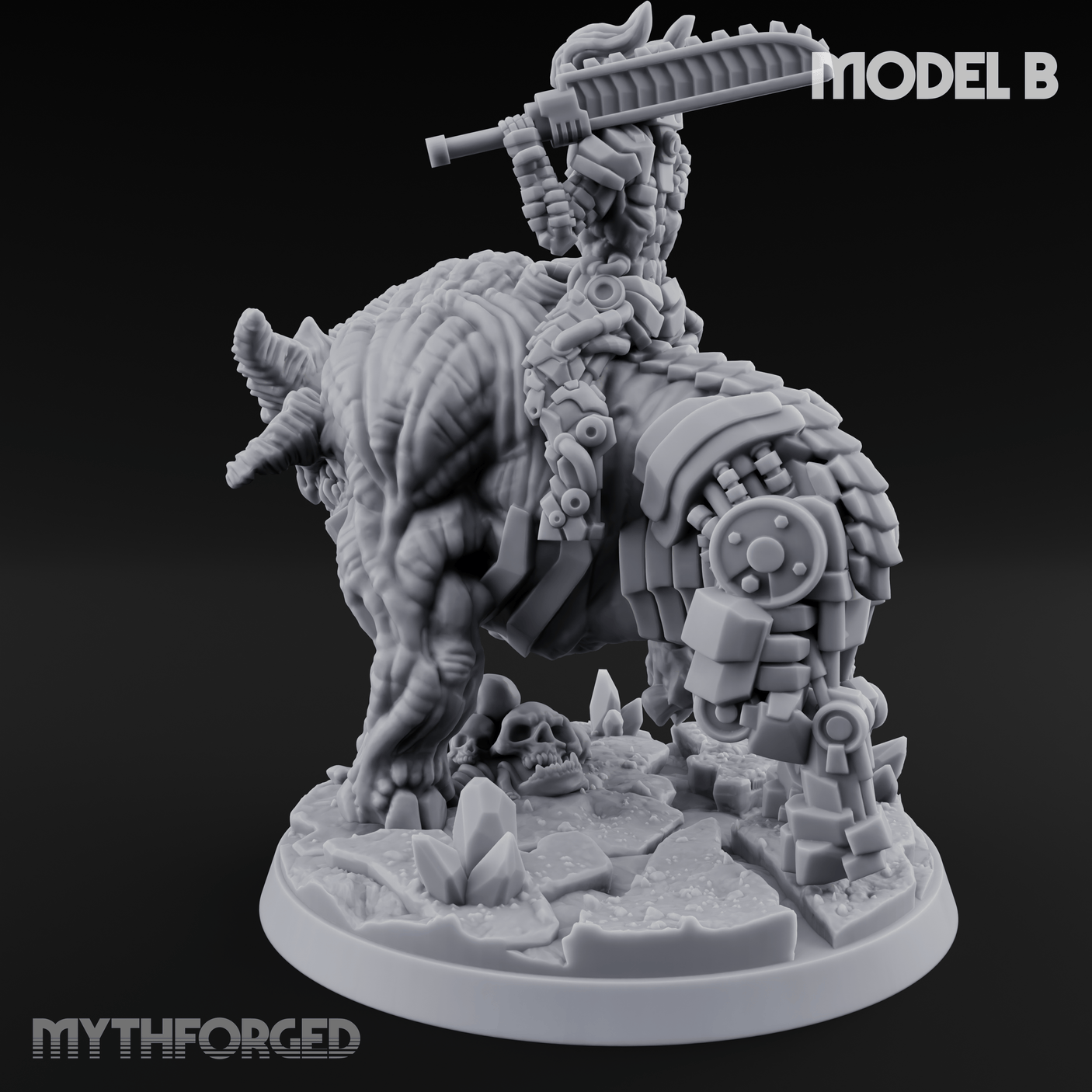 Mounted And Crowned Demon Warlord B Miniature for Dungeons and Dragons, Pathfinder or other TTRPGs