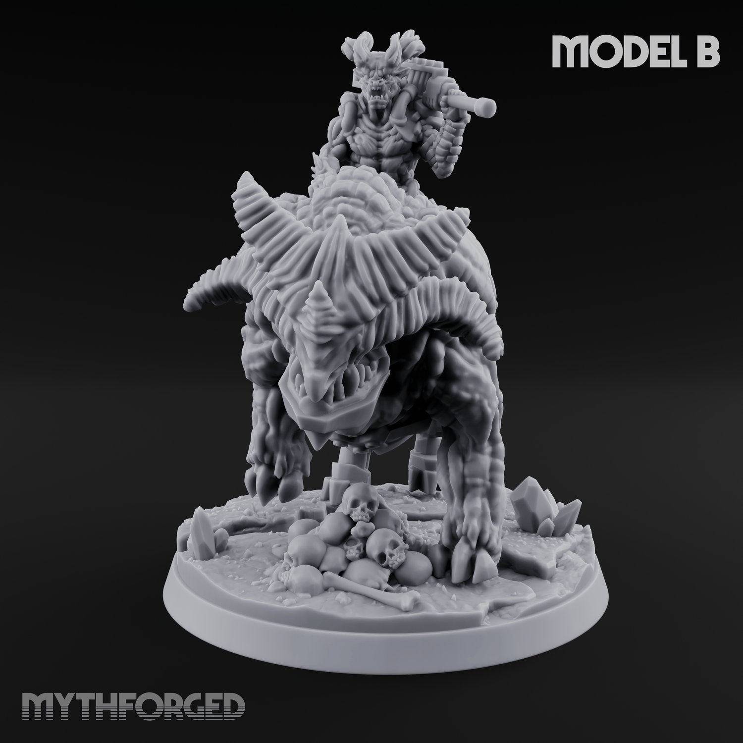Mounted And Crowned Demon Warlord B Miniature for Dungeons and Dragons, Pathfinder or other TTRPGs