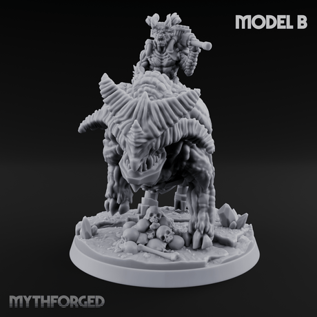 Mounted And Crowned Demon Warlord B Miniature for Dungeons and Dragons, Pathfinder or other TTRPGs