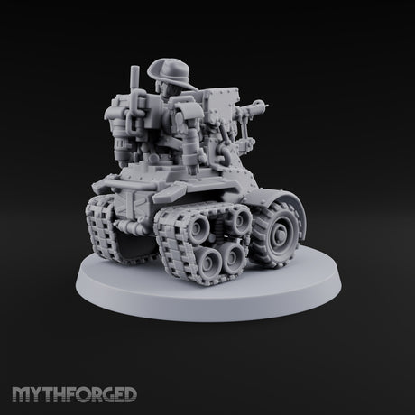 Hat Tipped, Barrel Levelled Warforged Tracked Anti-Tank Automaton