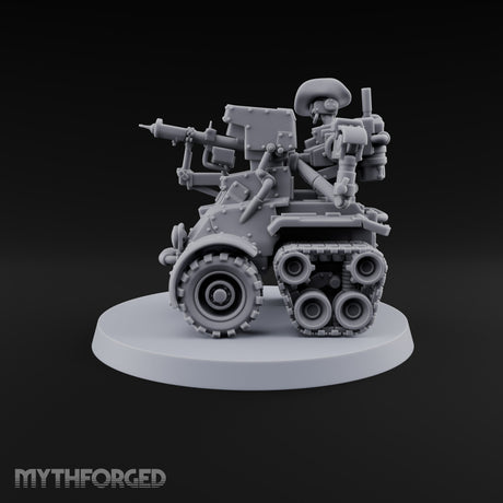 Hat Tipped, Barrel Levelled Warforged Tracked Anti-Tank Automaton