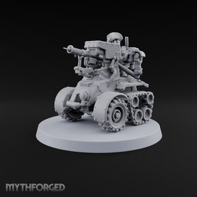 Hat Tipped, Barrel Levelled Warforged Tracked Anti-Tank Automaton