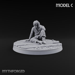 Cast Adrift Human Exile C Miniature for Dungeons and Dragons, Pathfinder or other TTRPGs