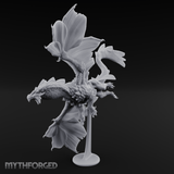 Perched On Blooms Bronze Dragon Flying Miniature for Dungeons and Dragons, Pathfinder or other TTRPGs