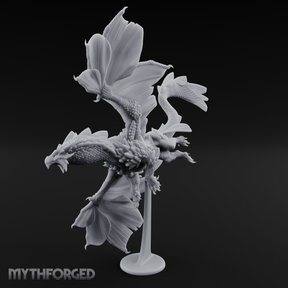 Perched On Blooms Bronze Dragon Flying Miniature for Dungeons and Dragons, Pathfinder or other TTRPGs