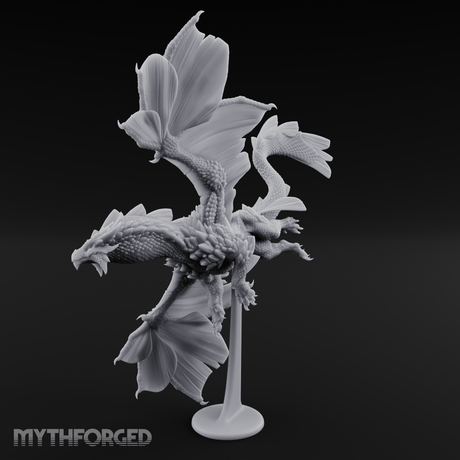 Perched On Blooms Bronze Dragon Flying Miniature for Dungeons and Dragons, Pathfinder or other TTRPGs