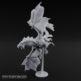 Perched On Blooms Bronze Dragon Flying Miniature for Dungeons and Dragons, Pathfinder or other TTRPGs