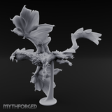 Perched On Blooms Bronze Dragon Flying Miniature for Dungeons and Dragons, Pathfinder or other TTRPGs