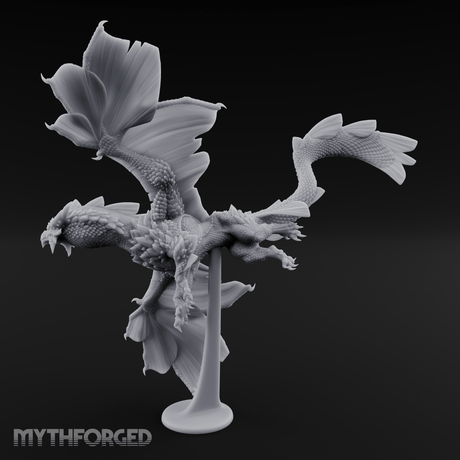Perched On Blooms Bronze Dragon Flying Miniature for Dungeons and Dragons, Pathfinder or other TTRPGs