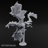 Perched On Blooms Bronze Dragon Flying Miniature for Dungeons and Dragons, Pathfinder or other TTRPGs