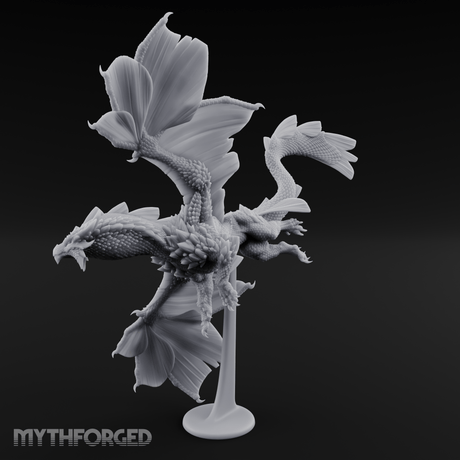 Perched On Blooms Bronze Dragon Flying Miniature for Dungeons and Dragons, Pathfinder or other TTRPGs