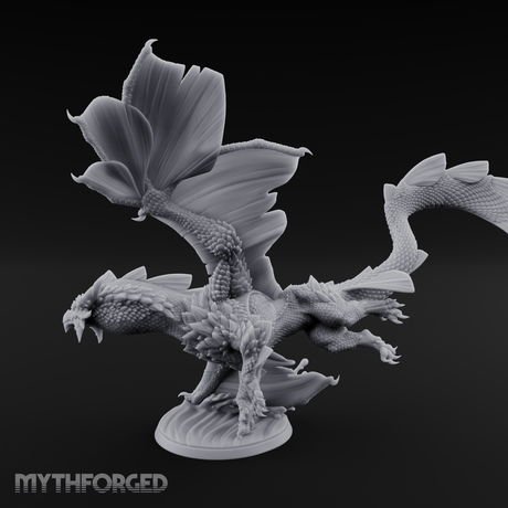 Wings Spread Skimming Bronze Dragon Miniature for Dungeons and Dragons, Pathfinder or other TTRPGs