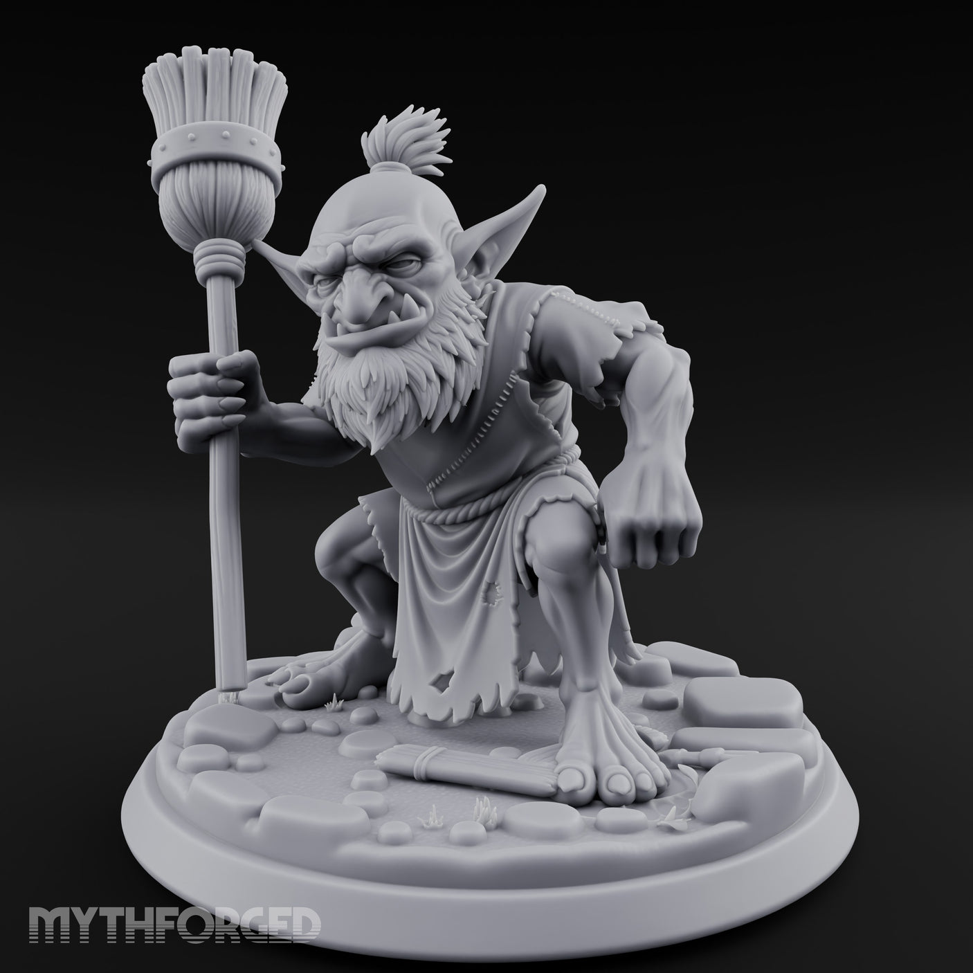 Broom Clutching Sneering Goblin Janitor