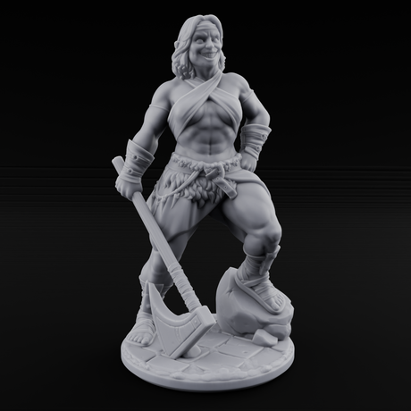 Grinning Ear To Ear Human Barbarian Miniature for Dungeons and Dragons, Pathfinder or other TTRPGs