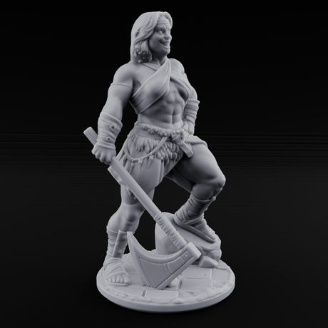 Grinning Ear To Ear Human Barbarian Miniature for Dungeons and Dragons, Pathfinder or other TTRPGs