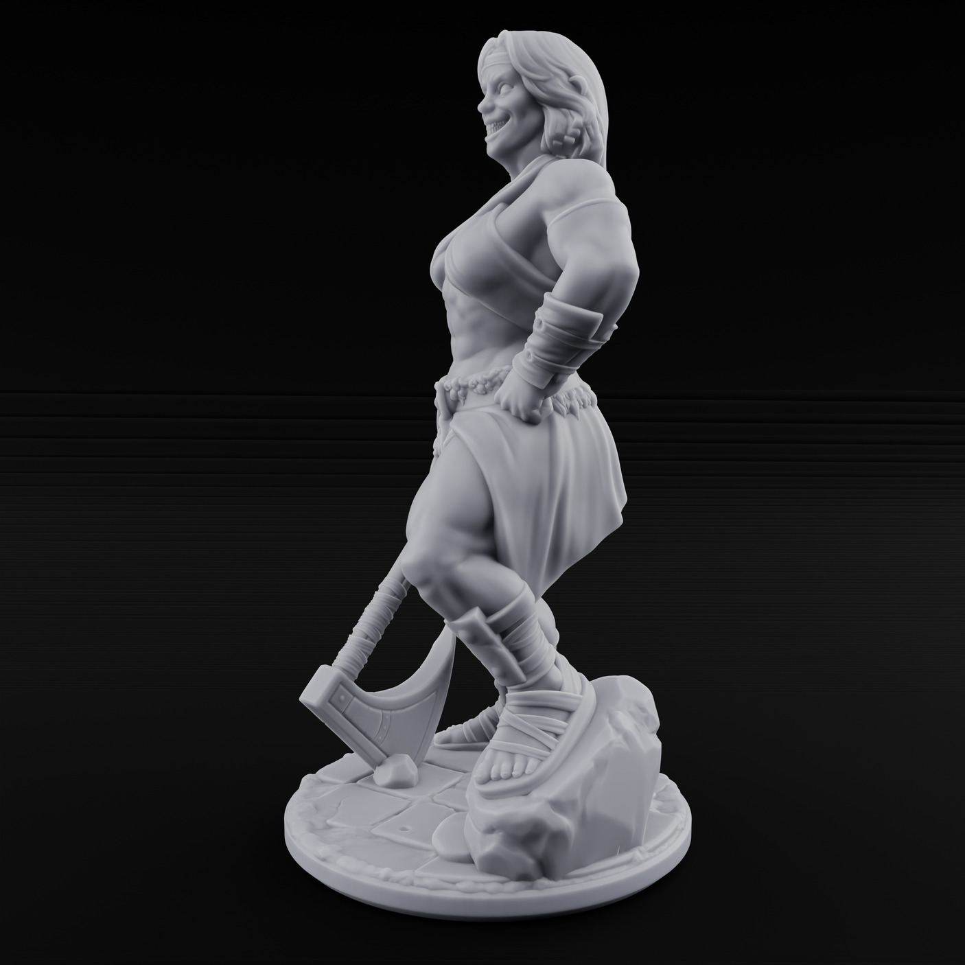 Grinning Ear To Ear Human Barbarian Miniature for Dungeons and Dragons, Pathfinder or other TTRPGs