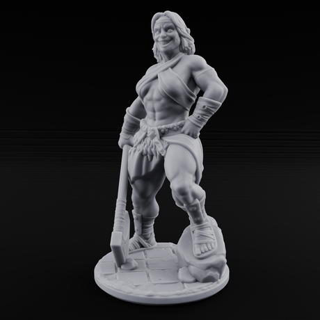 Grinning Ear To Ear Human Barbarian Miniature for Dungeons and Dragons, Pathfinder or other TTRPGs