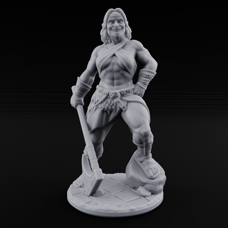 Grinning Ear To Ear Human Barbarian Miniature for Dungeons and Dragons, Pathfinder or other TTRPGs