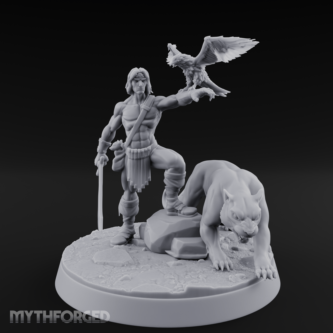 Falconry Commanding Human Warrior Miniature for Dungeons and Dragons, Pathfinder or other TTRPGs