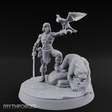 Falconry Commanding Human Warrior Miniature for Dungeons and Dragons, Pathfinder or other TTRPGs