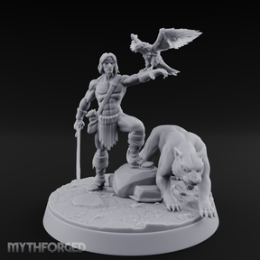 Falconry Commanding Human Warrior Miniature for Dungeons and Dragons, Pathfinder or other TTRPGs