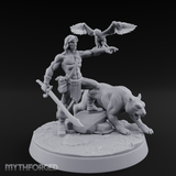 Falconry Commanding Human Warrior Miniature for Dungeons and Dragons, Pathfinder or other TTRPGs