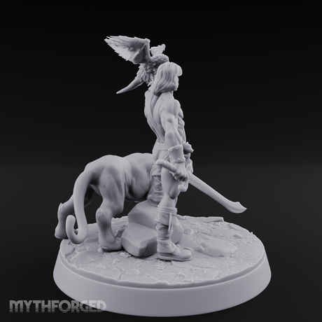 Falconry Commanding Human Warrior Miniature for Dungeons and Dragons, Pathfinder or other TTRPGs