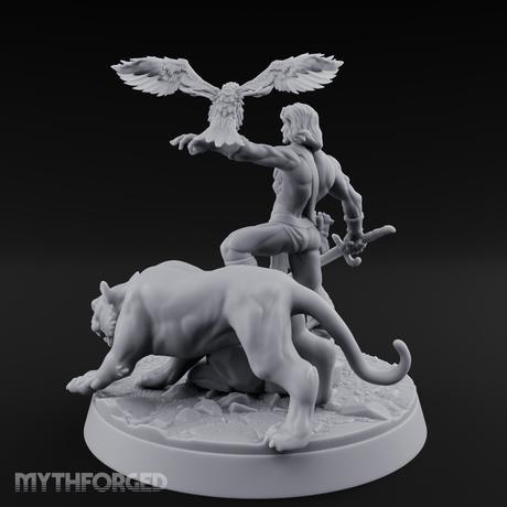 Falconry Commanding Human Warrior Miniature for Dungeons and Dragons, Pathfinder or other TTRPGs