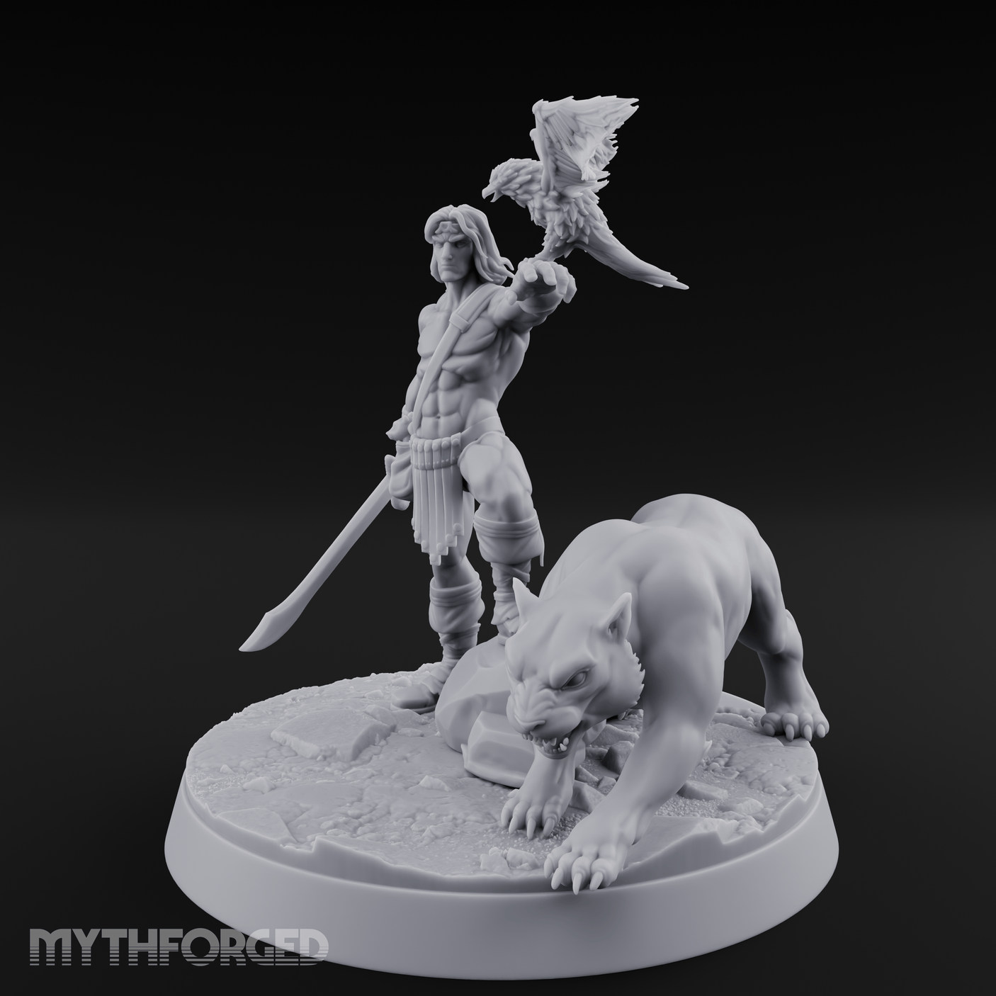 Falconry Commanding Human Warrior Miniature for Dungeons and Dragons, Pathfinder or other TTRPGs