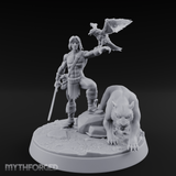 Falconry Commanding Human Warrior Miniature for Dungeons and Dragons, Pathfinder or other TTRPGs