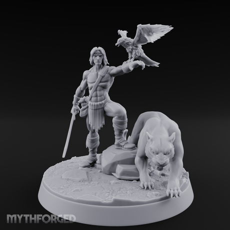 Falconry Commanding Human Warrior Miniature for Dungeons and Dragons, Pathfinder or other TTRPGs