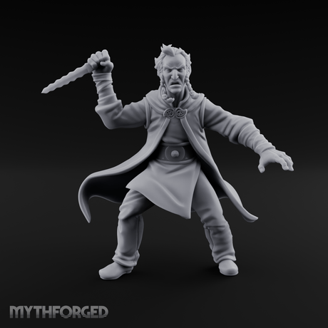 Dagger Raised Defiant Angry Human Miniature for Dungeons and Dragons, Pathfinder or other TTRPGs