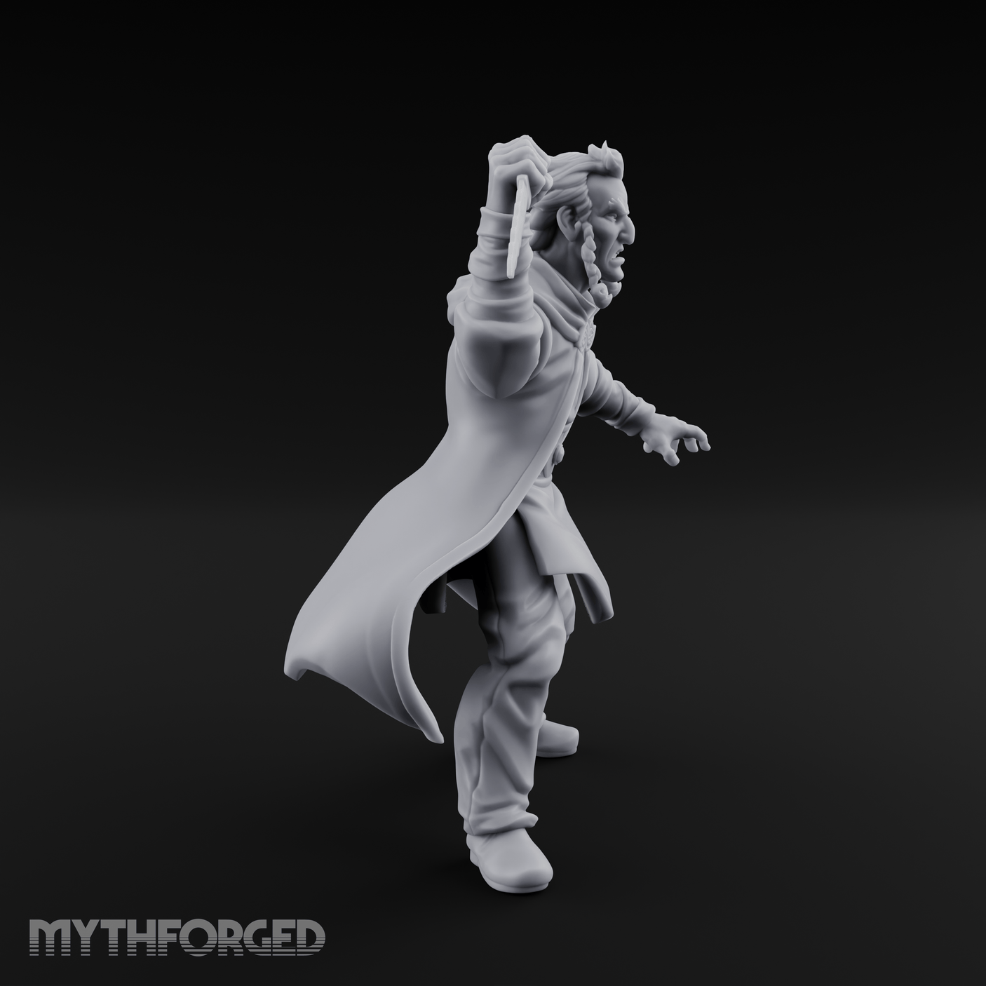 Dagger Raised Defiant Angry Human Miniature for Dungeons and Dragons, Pathfinder or other TTRPGs