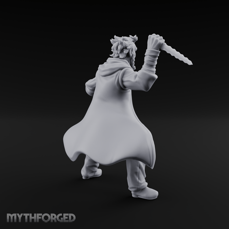 Dagger Raised Defiant Angry Human Miniature for Dungeons and Dragons, Pathfinder or other TTRPGs