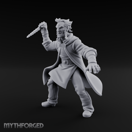 Dagger Raised Defiant Angry Human Miniature for Dungeons and Dragons, Pathfinder or other TTRPGs