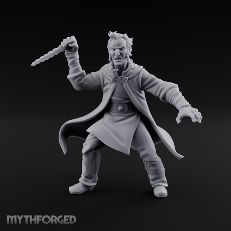 Dagger Raised Defiant Angry Human Miniature for Dungeons and Dragons, Pathfinder or other TTRPGs