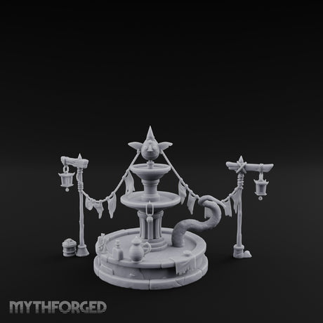 Bunting-Strung Lantern-Flanked Goblin Market Fountain Set