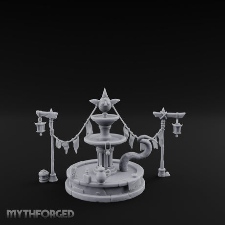 Bunting-Strung Lantern-Flanked Goblin Market Fountain Set gallery 1