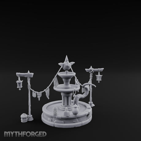 Bunting-Strung Lantern-Flanked Goblin Market Fountain Set gallery 2