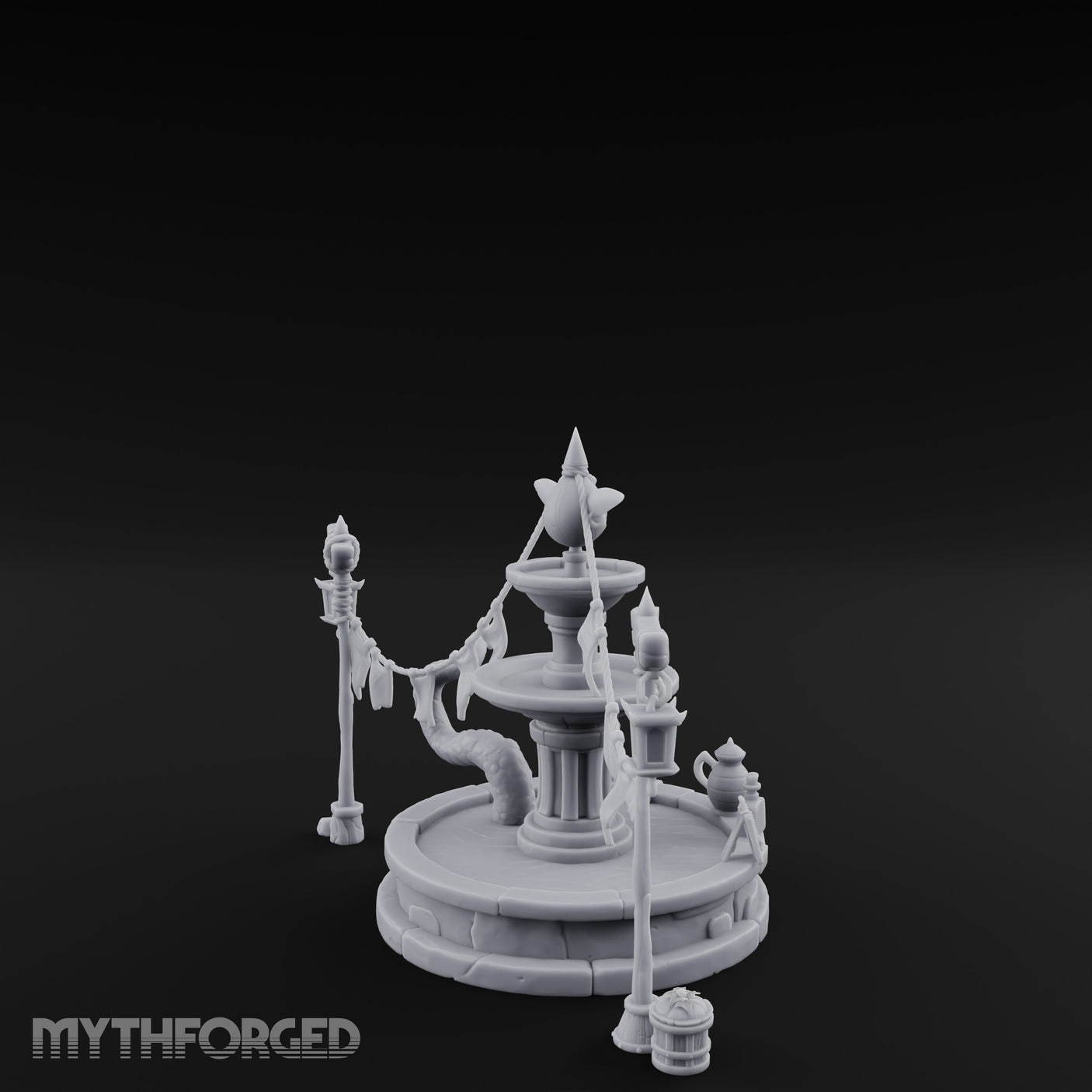 Bunting-Strung Lantern-Flanked Goblin Market Fountain Set gallery 4