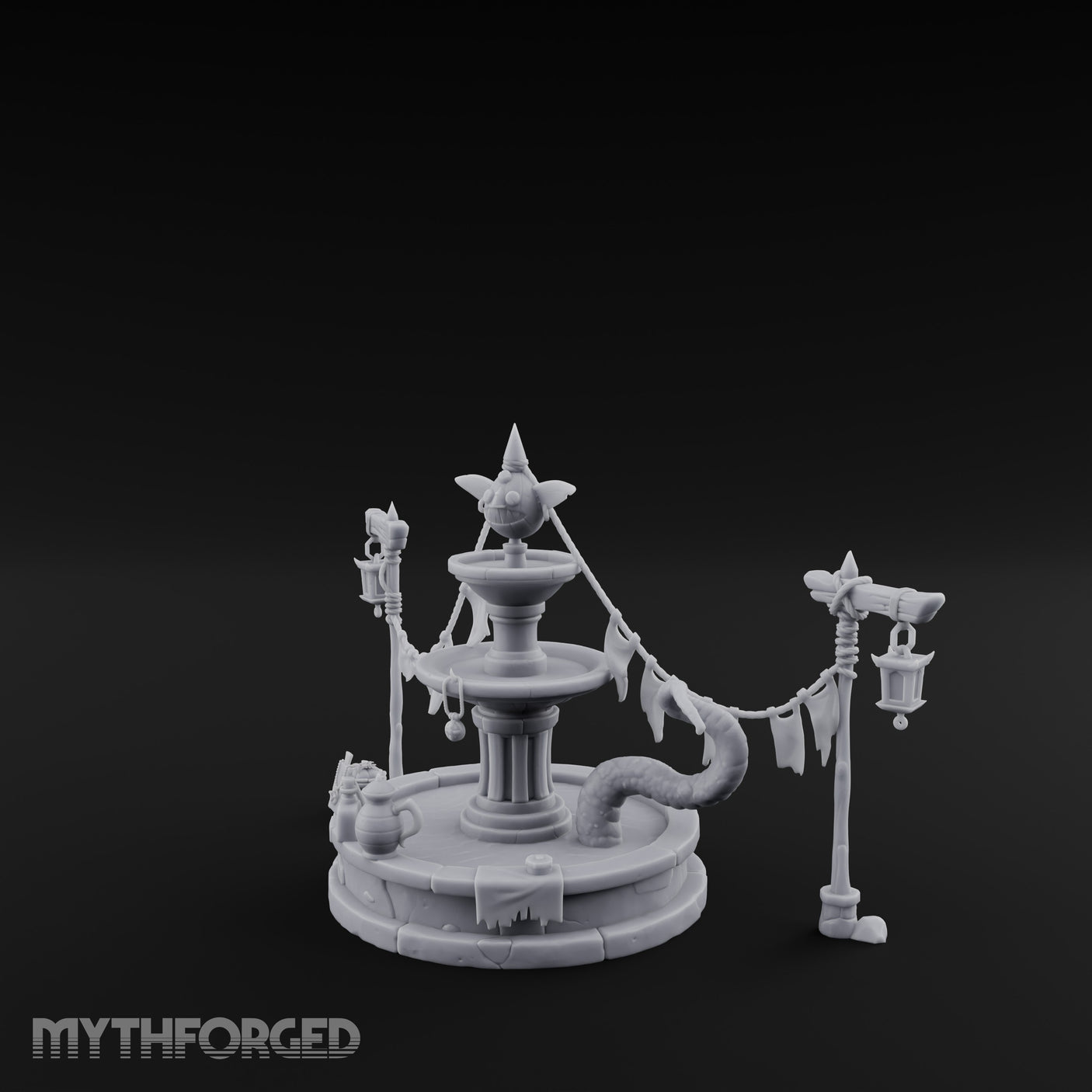 Bunting-Strung Lantern-Flanked Goblin Market Fountain Set gallery 8