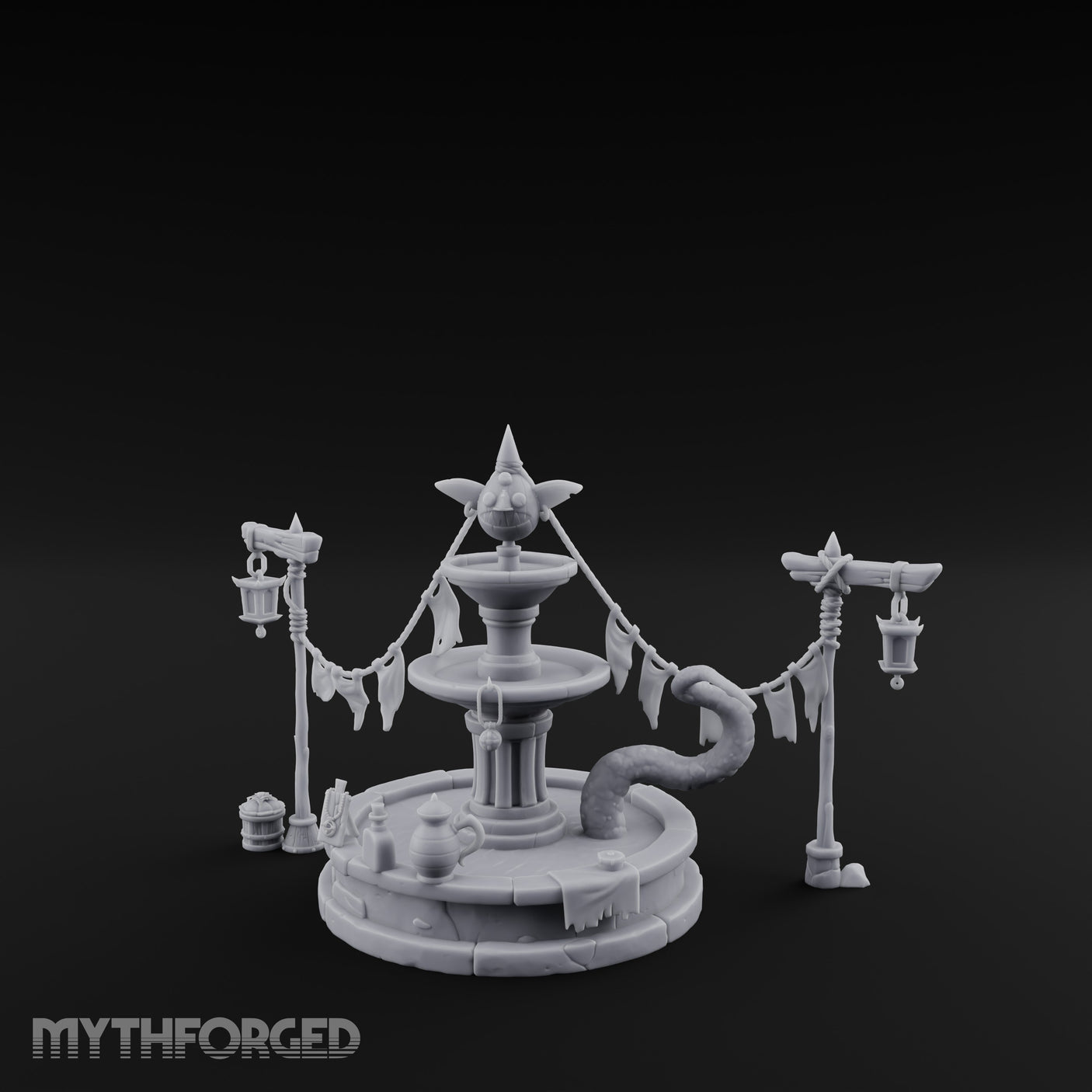 Bunting-Strung Lantern-Flanked Goblin Market Fountain Set gallery 9