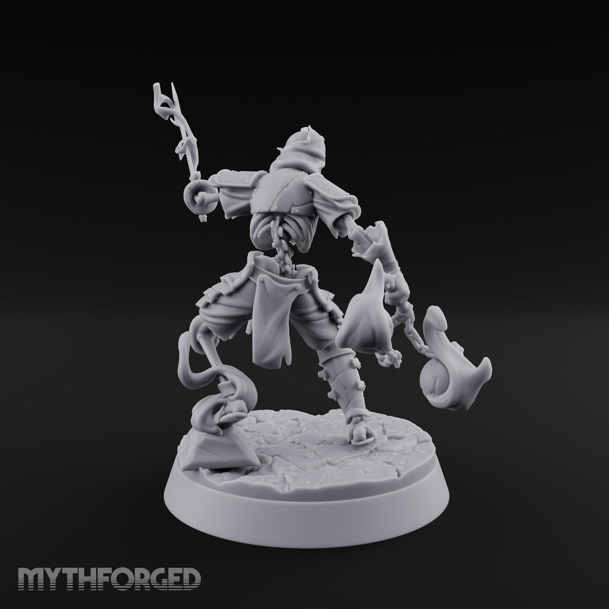 Skulls Aflame Skeleton Warrior B — Flail & Sword