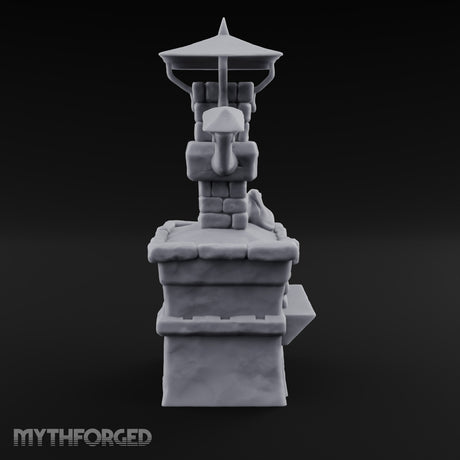 Smoke Rises Through the Mushroom Cap Stone Oven with Tall Chimney
