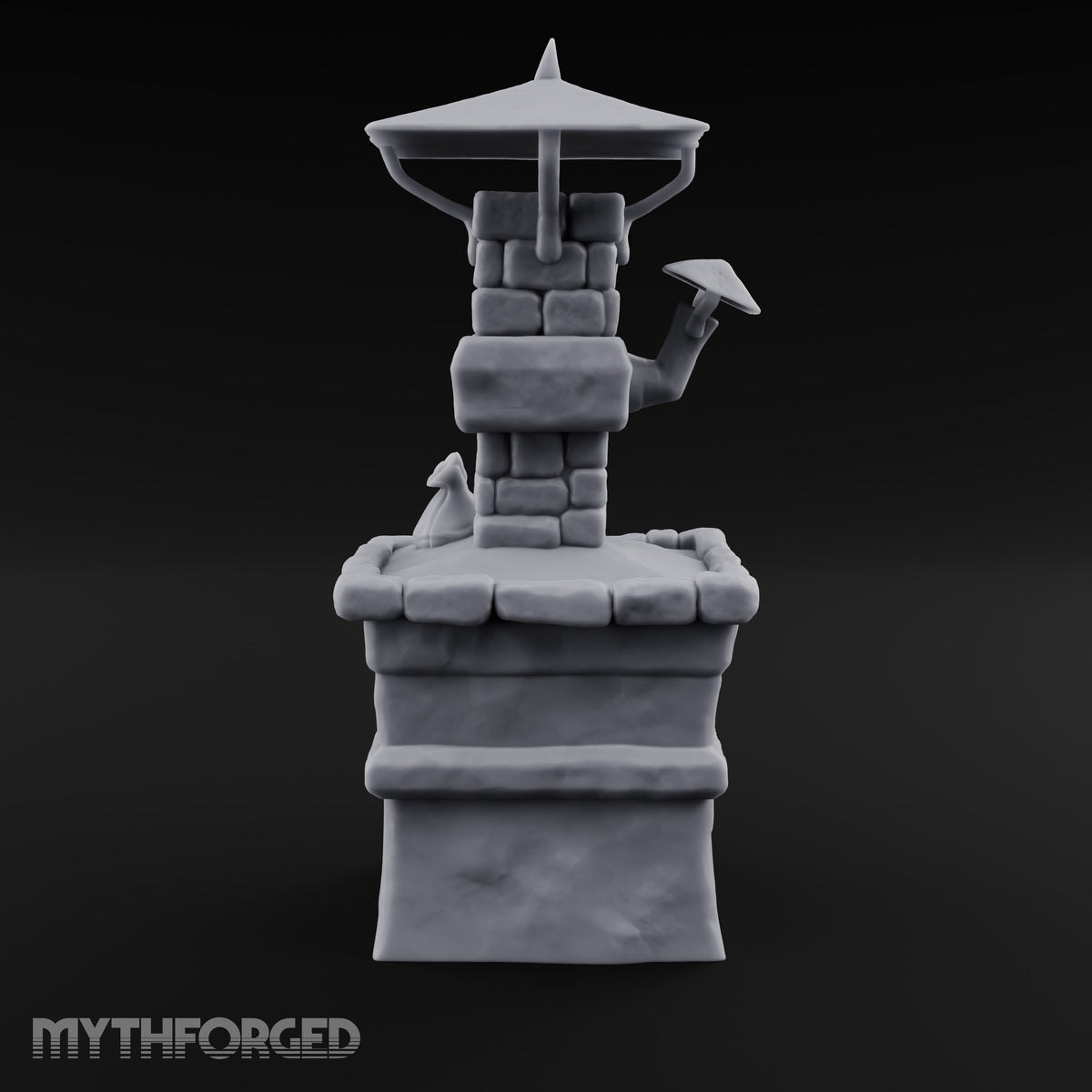 Smoke Rises Through the Mushroom Cap Stone Oven with Tall Chimney