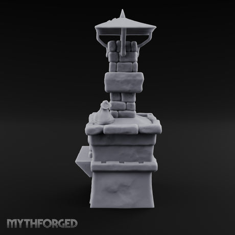 Smoke Rises Through the Mushroom Cap Stone Oven with Tall Chimney