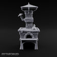 Smoke Rises Through the Mushroom Cap Stone Oven with Tall Chimney
