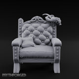 Button-Tufted Noble Captain's Armchair Miniature for Dungeons and Dragons, Pathfinder or other TTRPGs