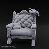 Button-Tufted Noble Captain's Armchair Miniature for Dungeons and Dragons, Pathfinder or other TTRPGs